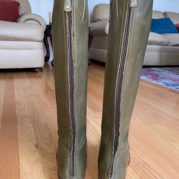 Cole Haan Olive Green Leather KneeHigh Boot NEW 7B - Picture 3 of 8